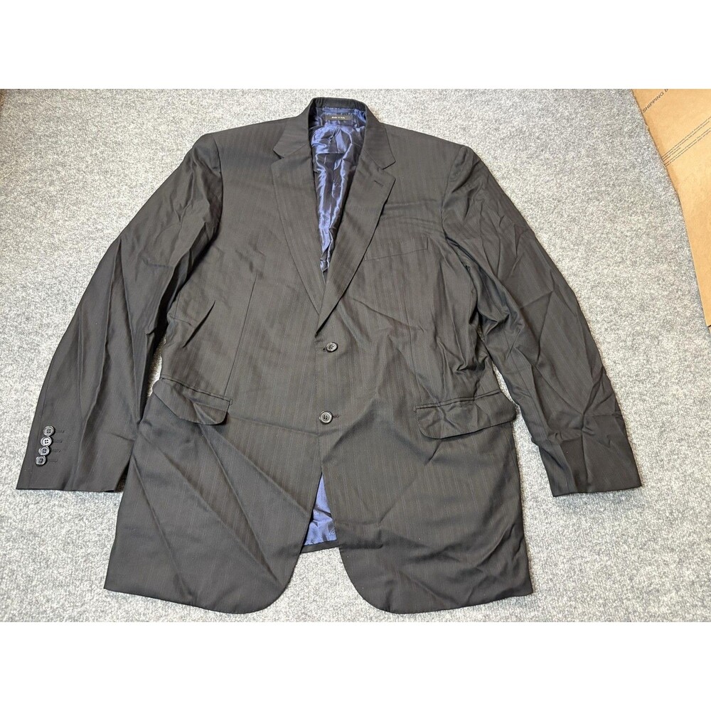 Brioni Suit Jacket Mens 46L Black Wool Silk Striped 2 Btn Notch Formal Italy